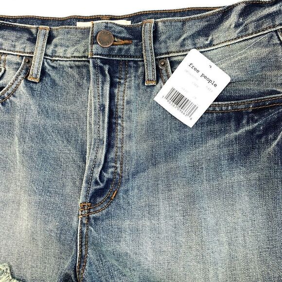 Free People Cut Off High Rise Frayed Camp Shorts - Picture 6 of 11